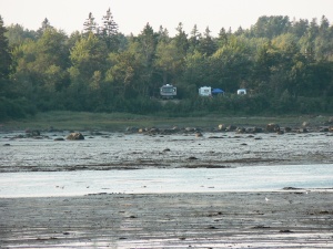 Our site (viewed from the opposite shore) when the tide was out